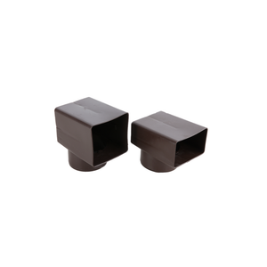 Each spigot, both sizes shown here, is a short black plastic cylinder with a perpendicular, hollow rectangular prism on top.