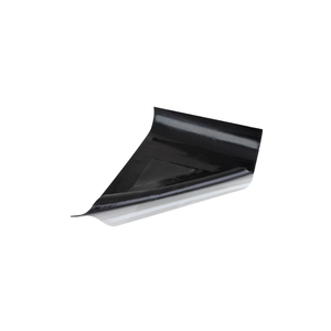 A shiny, flat section of flashing material, half folded over to show its flexibility.