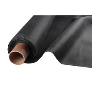 A partially unfurled roll of black EPDM membrane, with the cardboard inner tube showing on the left.